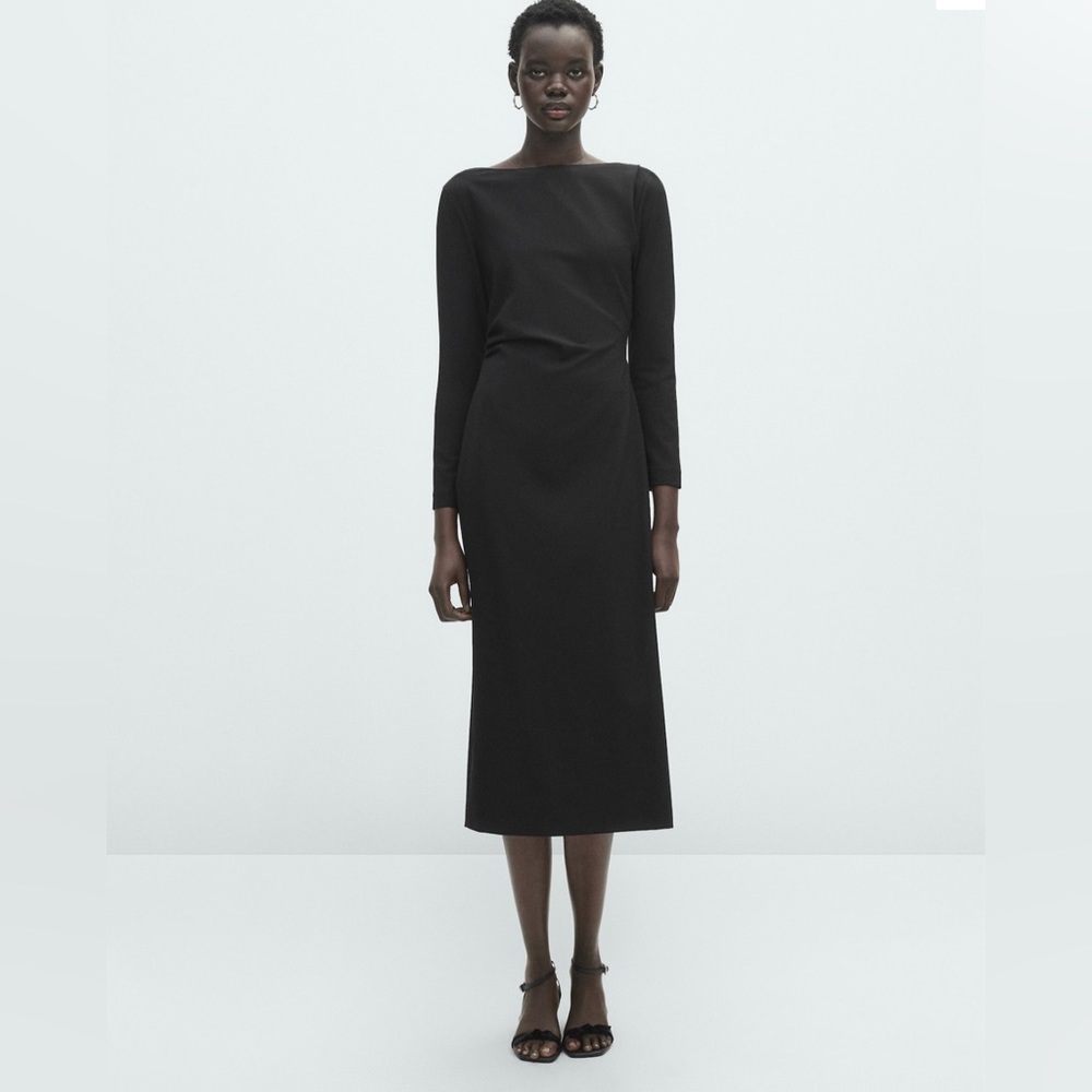 Massimo Dutti Classic Black Long Sleeve Dress